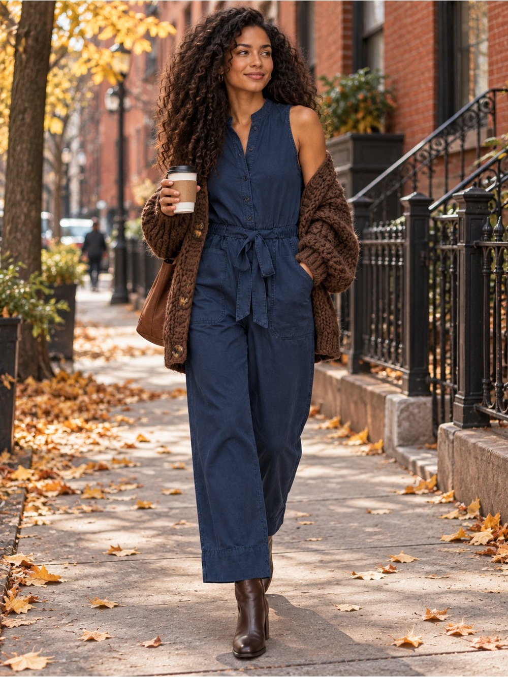 Ralph Lauren Sleeveless Navy Utility Jumpsuit with Tie Waist